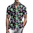 Stazary Neon Shirts for Men Button Up Shirts,Mens Neon Shirt Hawaiian Shirt for Men,Mens Beach Shirts Neon Clothes