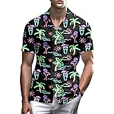Stazary Neon Shirts for Men Button Up Shirts,Mens Neon Shirt Hawaiian Shirt for Men,Mens Beach Shirts Neon Clothes