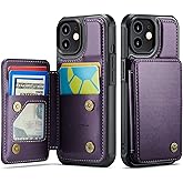 Vinich for iPhone 12/12 Pro Wallet Case with Card Holder, RFID Blocking Credit Slots Kickstand Shockproof Phone Cover Fit for iPhone 12/12 Pro 6.1" Purple