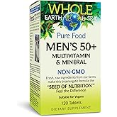 Natural Factors Whole Earth & Sea Men's 50+ Multivitamin & Mineral - Daily Nutritional Support Multivitamin - Supports Brain Health & Immune System Function - Vegan - 120 Tablets (60 Servings)