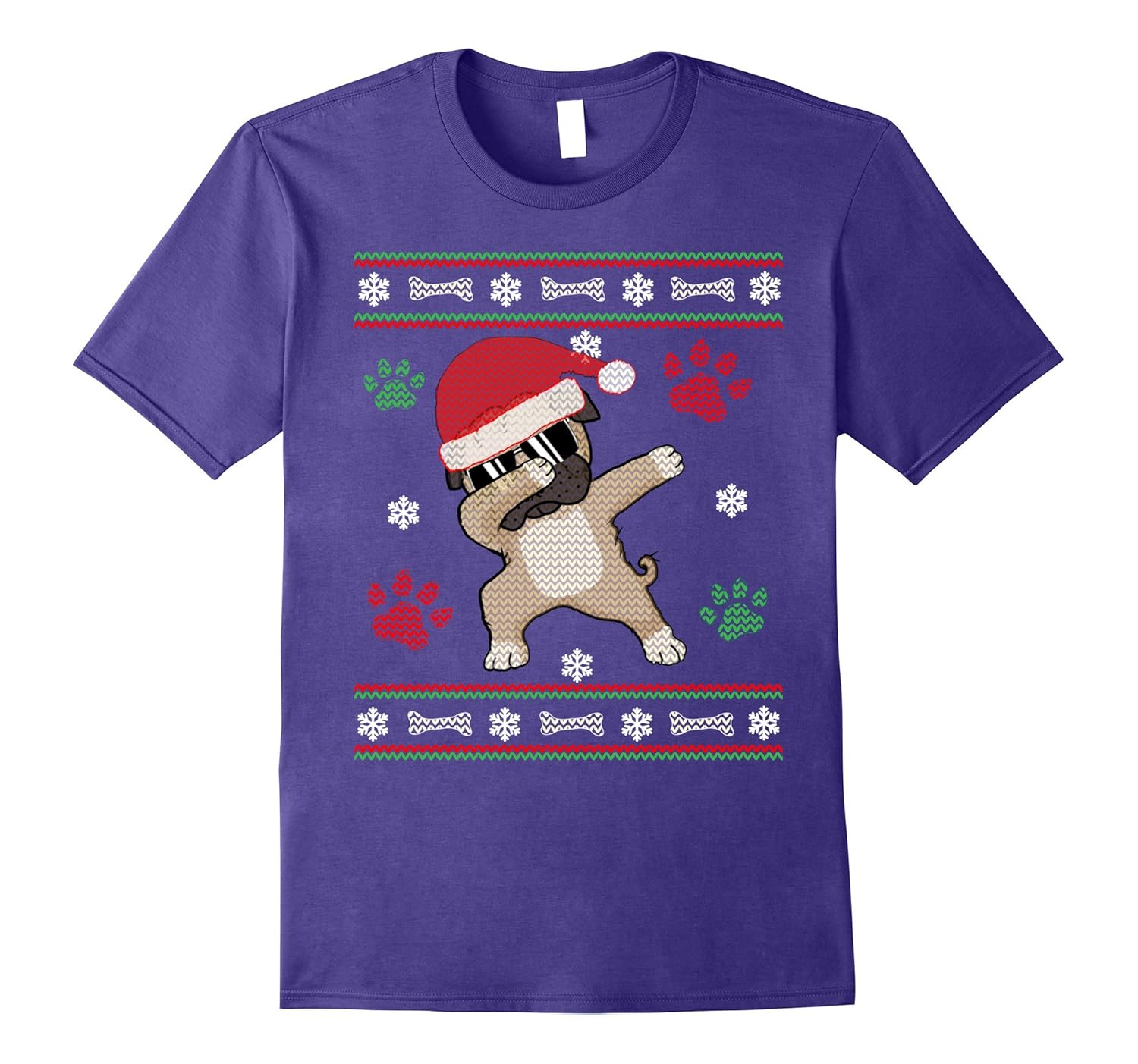 Dabbing Pug Christmas Shirt Pug Ugly Christmas Sweater Tees-Rose