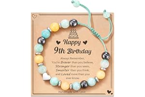 HGDEER 5-21 Year Old Birthday Gifts for Girls and Her, Meaningful Nature Stone Bracelet with Message Card for Daughter Granddaughter Niece Sister Friend