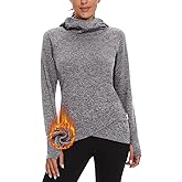 Soneven Women's Fleece Sweatshirts Long Sleeve Cold Weather Running Gear Thermal Hoodie with Thumb Holes