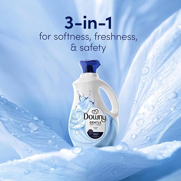 DOWNY GENTLE SOFT + FRESH FABRIC SOFTENER LIQUID, OCEAN MIST SCENT, 56 FL OZ, 83 LOADS, LIQUID FABRIC SOFTENER DESIGNED TO BE GENTLE ON SKIN