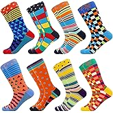 BISOUSOX Mens Dress Socks Funny Fun Colorful Crazy Funky Crew Socks for Men Novelty Happy Cotton Size 9-12