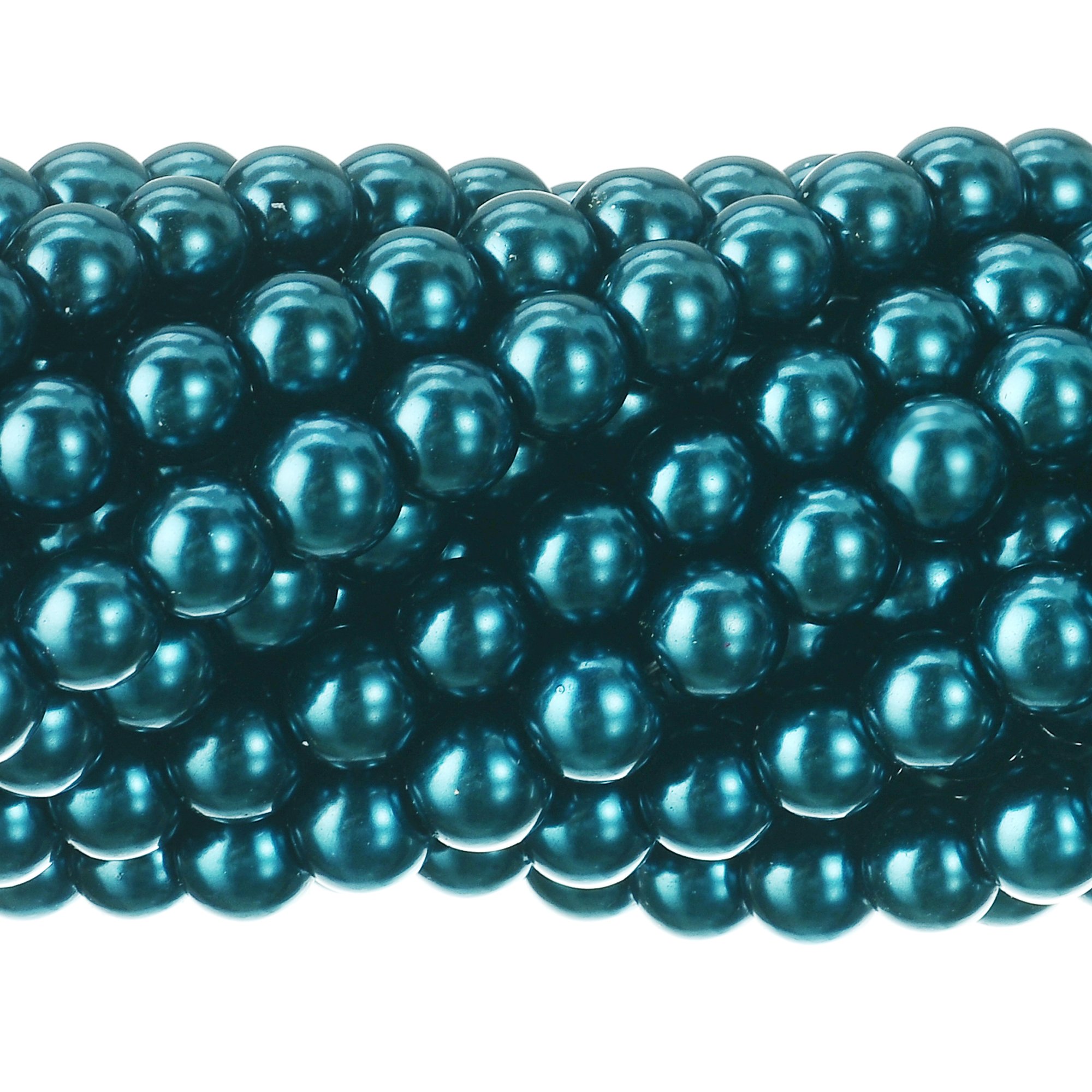 RUBYCA 200Pcs Czech Tiny Satin Luster Glass Pearl Round Beads Beading Jewelry Making 12mm Indicolite