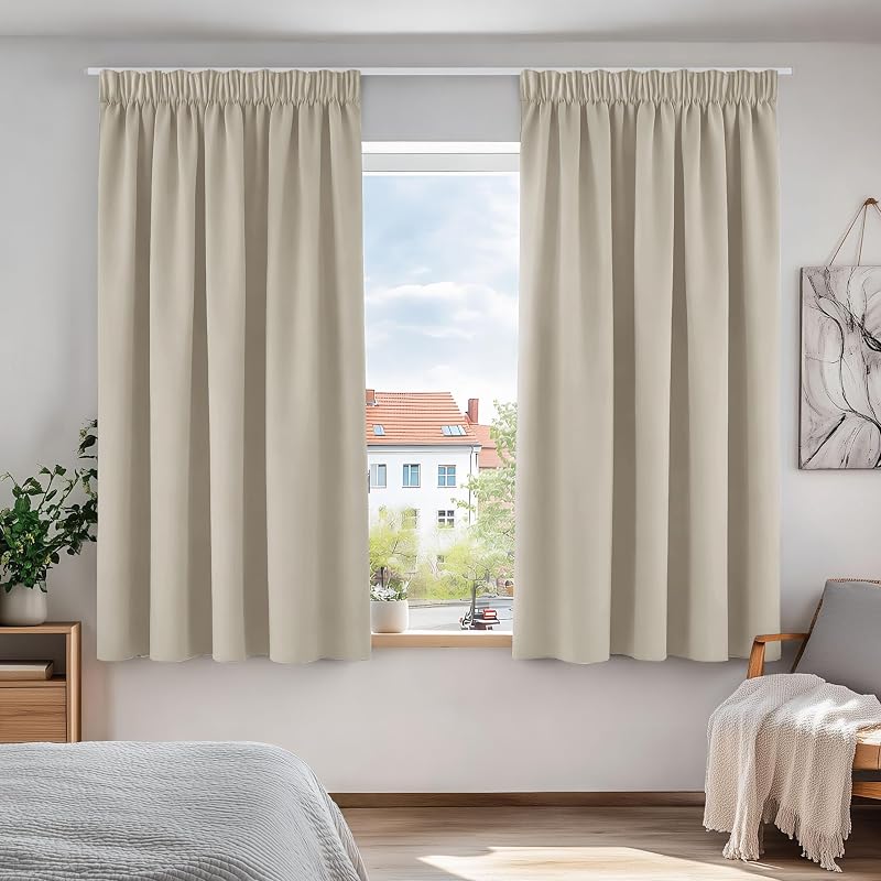 Deconovo Room Darkening Curtains 2 Panels 52x54 Light Beige Thermal