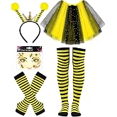 Hikkcos 5 PCS Halloween Bee Costume Yellow Bee Antenna Headband for Animals Honeybee Costume Theme Party Favors Supplies