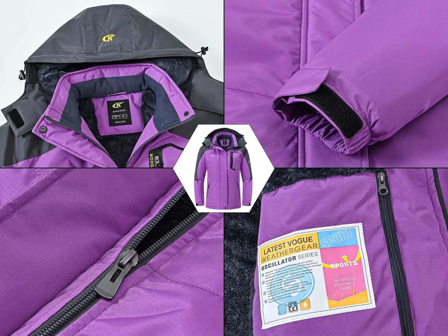 Pdbokew Women's Skiing Snowboarding Jackets Fleece Hood Mountain Snow Coat: Clothing