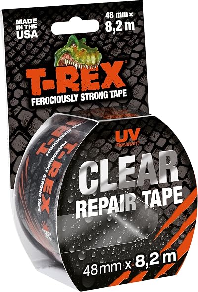 T-Rex Clear 820-48 Adhesive Tape 48mm x 8.2m Transparent Weatherproof Repair