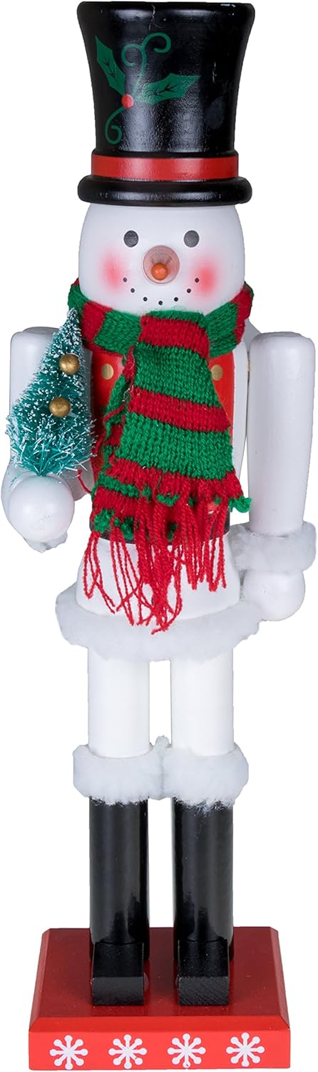 Nutcrackers - Clever Creations Snowman 15 Inch Traditional Wooden Nutcracker, Festive Christmas Décor for Shelves and Tables