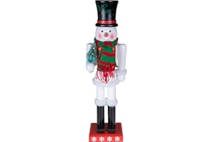 Clever Creations Snowman 15 Inch Traditional Wooden Nutcracker, Festive Christmas Décor for Shelves and Tables