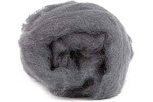 Desert Breeze Distributing Maori Wool Carded Batting, 100% Natural New Zealand Wool Made by DHG in Italy for Needle Felting, 3.5 OZ, 27 Micron, Color Charcoal Gray
