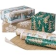RUSPEPA Christmas Wrapping Paper Rolls with Tags and Jute String - 17 inches x 10 feet per Roll, Total of 3 Rolls