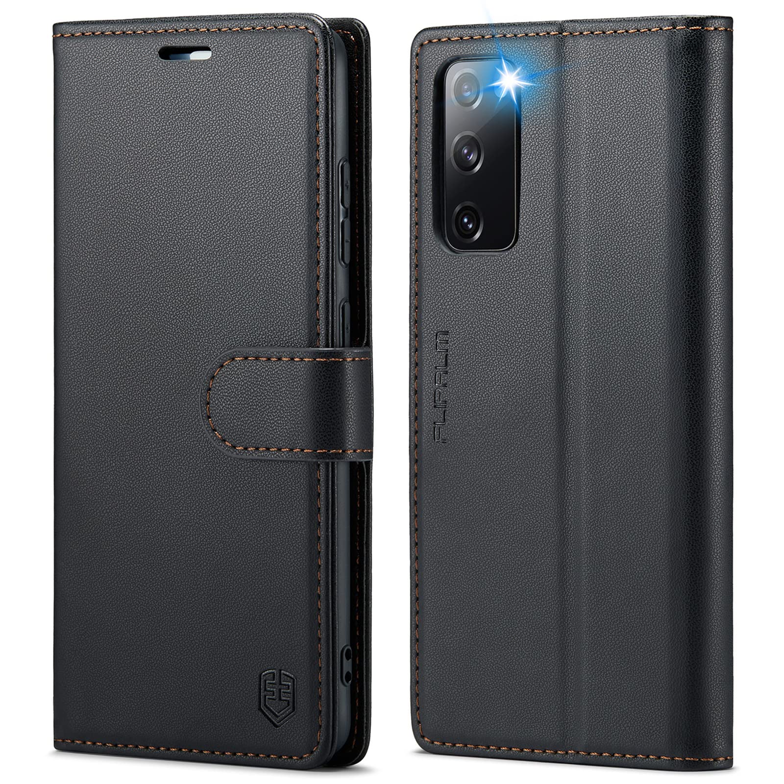 Photo 1 of FLIPALM Wallet Case for Samsung Galaxy S20 FE 5G, RFID Blocking Credit Card Holder, PU Leather Folio Flip Kickstand Protective Shockproof Cover for Samsung S20 FE (Black)