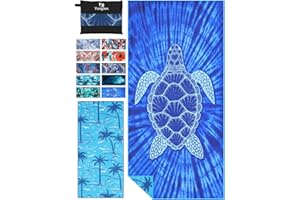 Yongoes Microfiber Thin Lightweight Beach Towel Sand Free Quick Dry Absorbent Extra Large Towels for Swim Pool Travel Vacation Beach Accessories Essentials Turtle