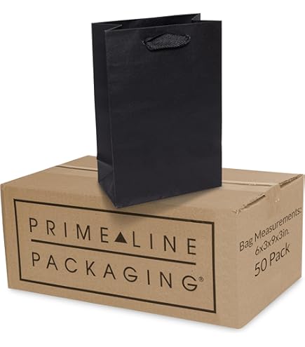 Prime Line Packaging Black Gift Bags, Plastic Bags With Handles Frosted Black 6x3x9 50 Pack~14265320$nowa - View #7