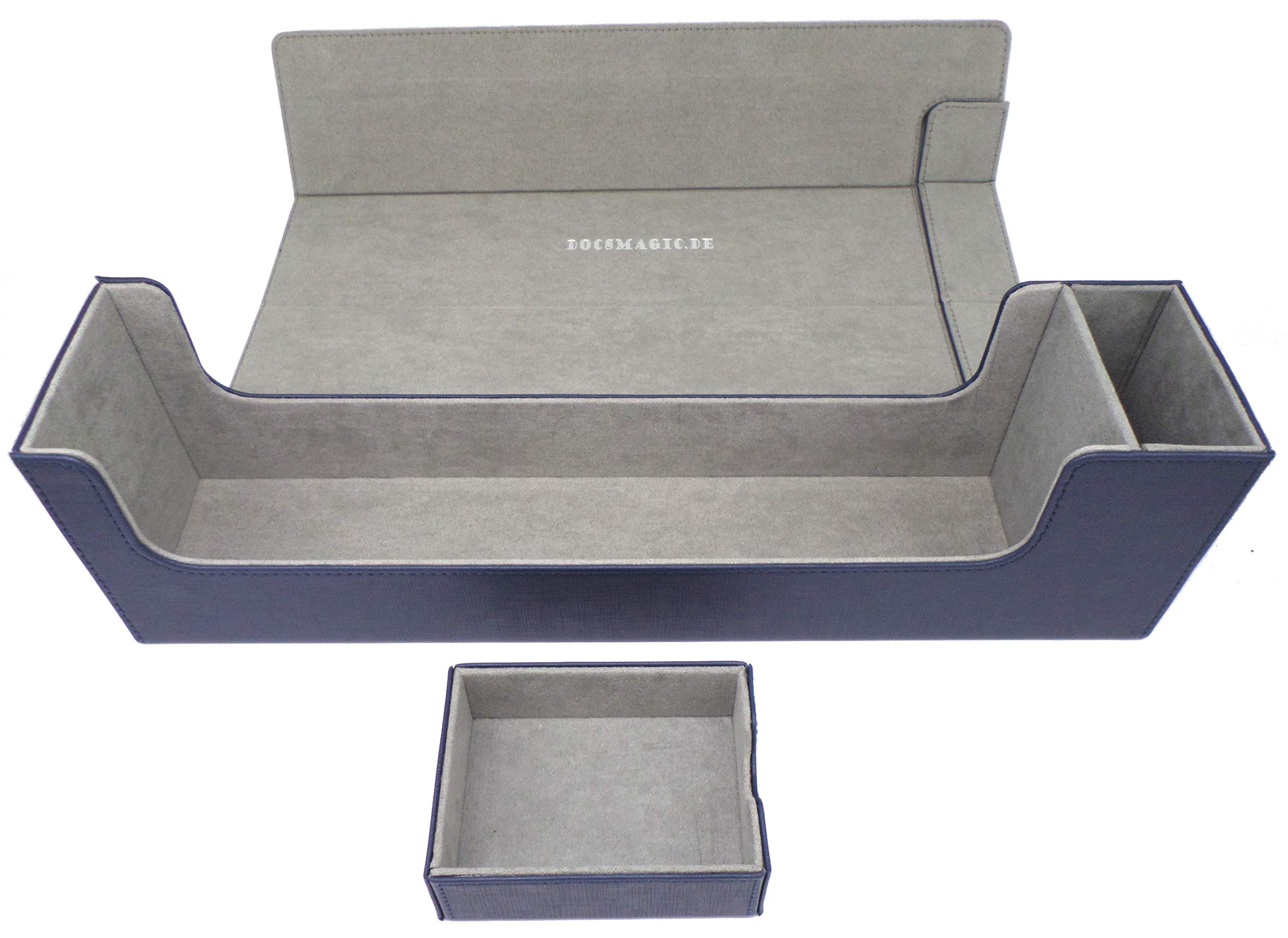 docsmagic.de Premium Magnetic Tray Long Box Dark Blue Large - Card Deck Storage