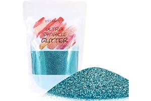 ESTANOITE Premium Holographic Glitter Multi Purpose Dust Powder 150g / 5.3oz for use with Arts & Crafts Wine Glass Decoration Weddings Cards Flowers Cosmetic Face Eye Body Nails Skin Hair (Turquoise)