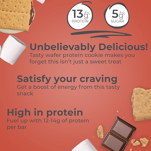 POWER CRUNCH PROTEIN WAFER BARS, HIGH PROTEIN SNACKS WITH DELICIOUS TASTE, S’MORES, 1.4 OUNCE (12 COUNT)