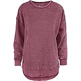 Royce Brand Melange Poncho Fleece: Long Sleeve Crew Neck Hi-Lo Round Bottom, Garnet, M