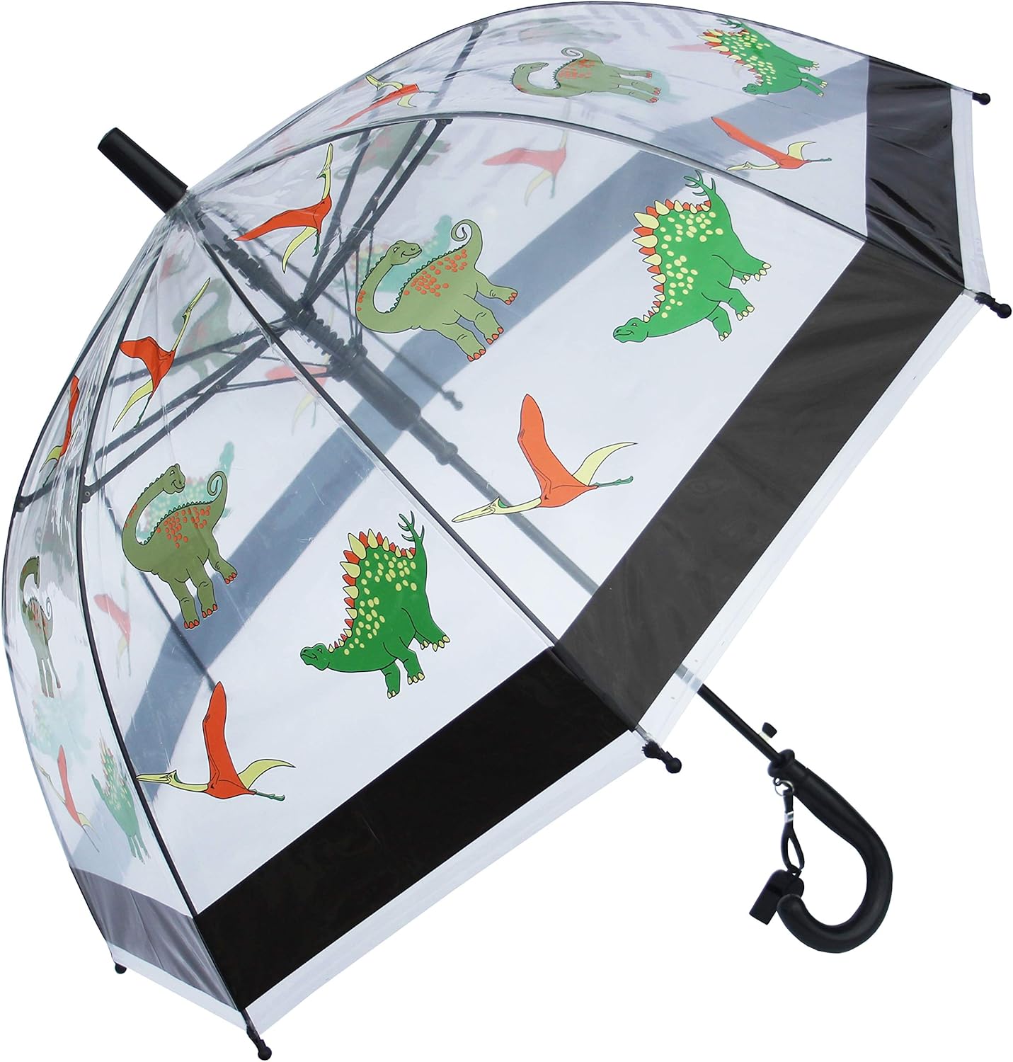 Foxfire for Kids Clear Dome Umbrella (Black Dinosaurs