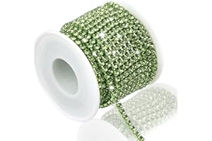DROPOWER 4MM Crystal Rhinestone Close Chain Trim 10 Yards Rhinestone Banding Claw Cup Chain for Sewing Crafts, DIY Decoration, Jewelry, Clothing, Shoes Light Green