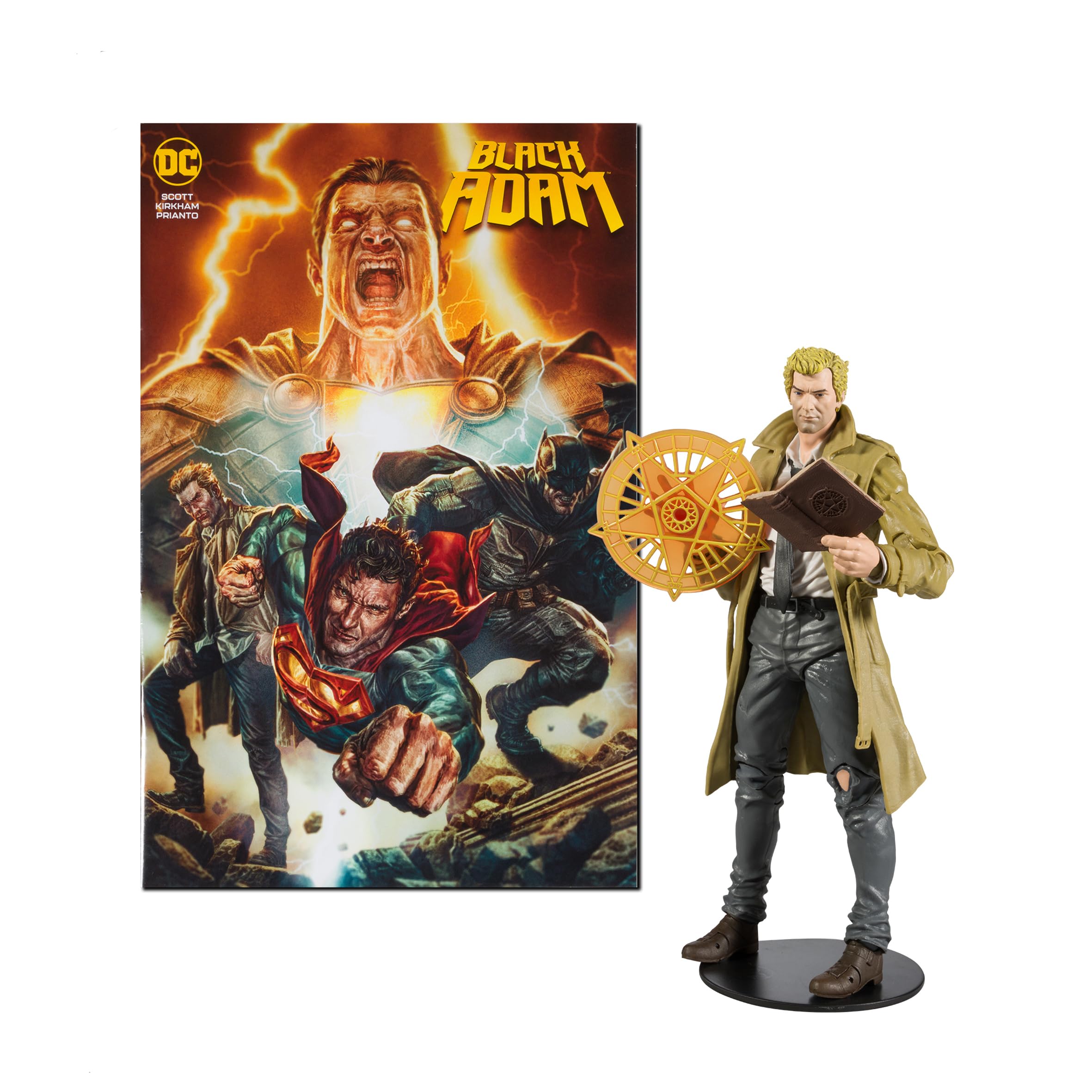 McFarlane Toys, 7-Inch DC Direct Black Adam Constantine Action Figure with 22 Moving Parts, Collectible DC Black Adam Comic Figure with Unique Collectible Character Card and Comic Book – Ages 12+