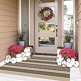 IOHOUZE Black and Tan Striped Rug 3'x5' Front Door Rugs Outdoor, Washable Area Rug for Front Porch, Spring Summer Welcome Mats Outdoor Indoor, Doormat for Entryway Porch Entrance