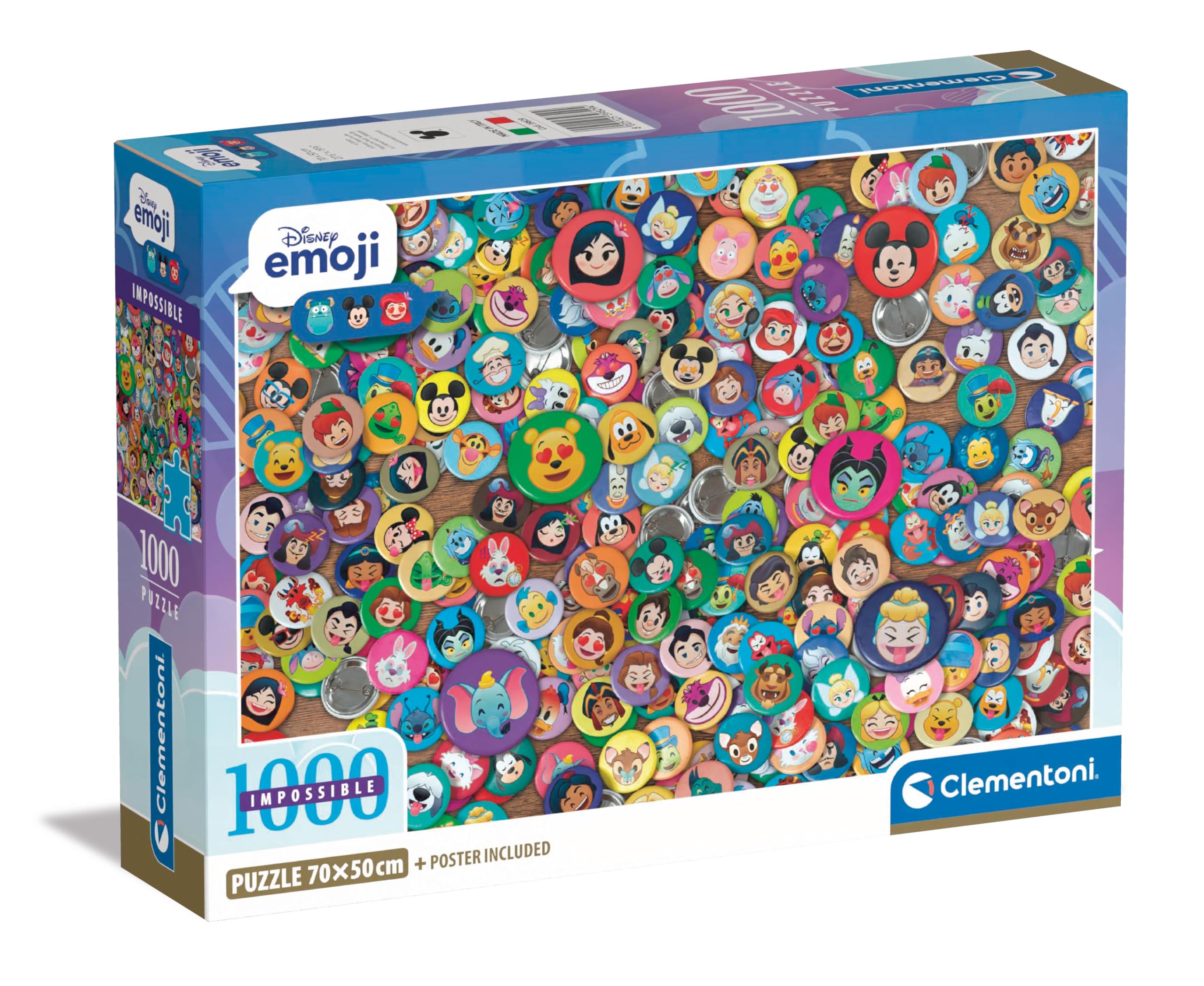 Clementoni Jigsaw Puzzle Impossible Disney Emoji 1000 Pieces - Puzzle For Adults 14-99 Years, Gift For Men/Women, Impossible, Disney, Hard Jigsaw, Difficult Puzzle, Made In Italy, 39829