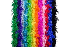 obmwang 12pcs Assorted Colors Feather Boas, Women Girls Dress up Boa, Mardi Gras Boa Costume Party Accessory