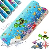 XIYUNTE Non-Slip Bath Mat for Kids 100x40 cm Cartoon Turtle BPA Free