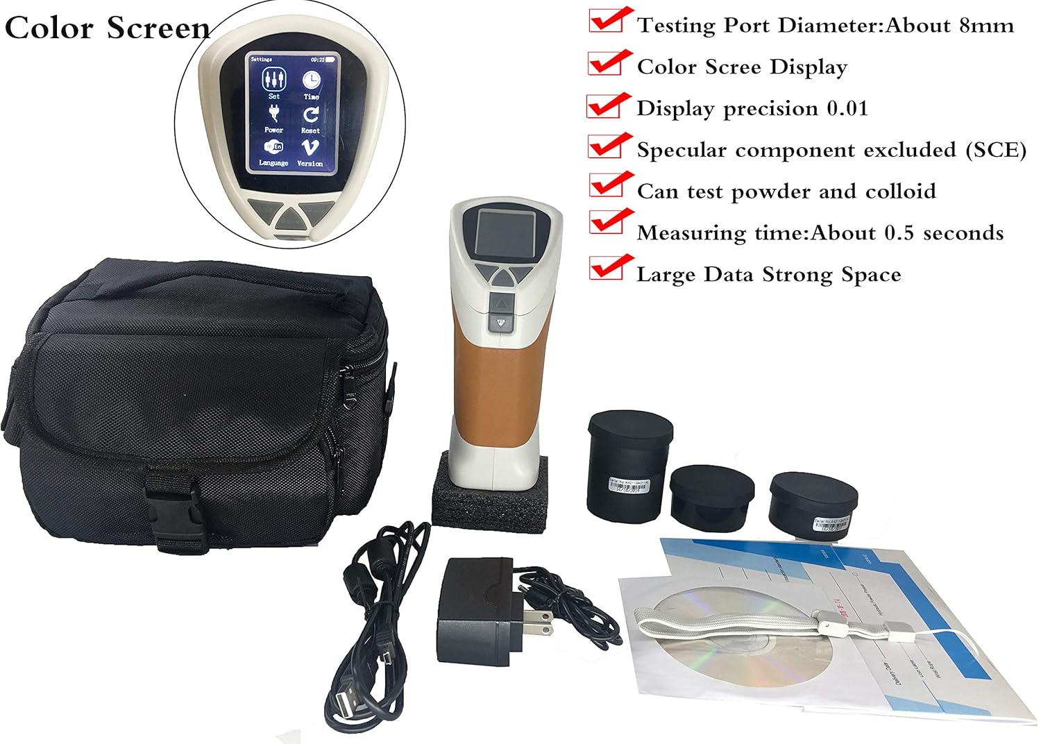 Precise Handheld Colorimeters 8mm Aperture Color Difference Test Meter