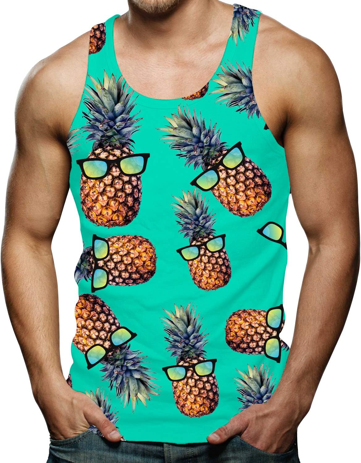 Mens Tank Tops 3D Printed Sleeveless T-Shirts Vest for Holiday Trips Swimming Baths Outdoor Sports Gym S-XXL