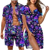 Dngkaoje Couples Pajamas Sets Short Sleeve Plus Size Button Down Pj Soft Cute Pajama Set His and Her Matching Pjs