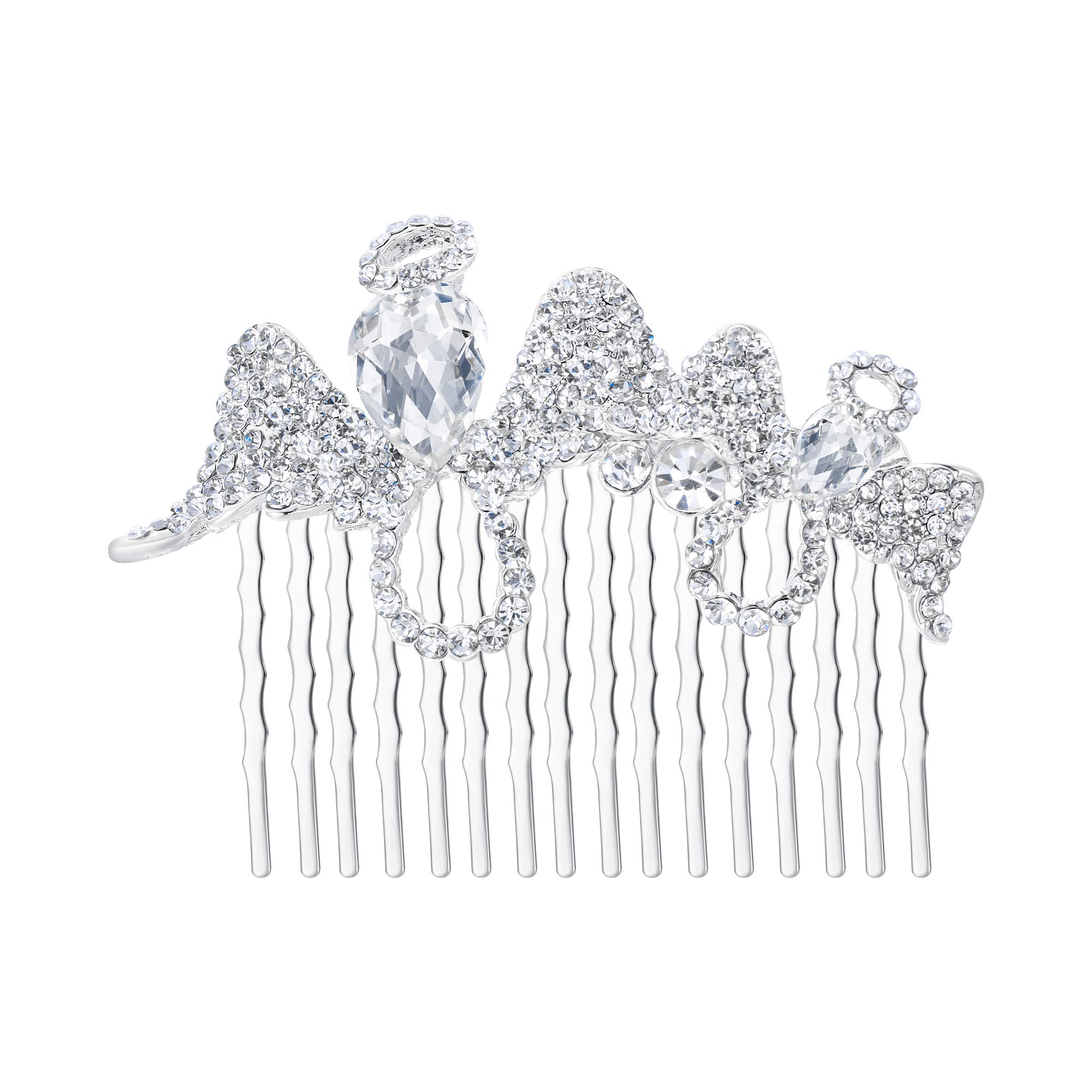 Ever Faith Women's Austrian Crystal Party Elegant Floral Hair Comb Clear Silver-Tone