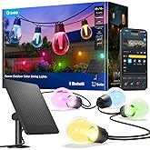 Govee Outdoor Solar String Lights, 33ft with 8 RGBICW Bulbs IP67 Waterproof | 112 Modes &amp; APP Control via Bluetooth, 8 Dimmable LED Shatterproof Bulbs, RGBICW Patio Lights for Garden, Backyard, Camping