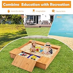 HONEY JOY Kids Sandbox, 49”x47” Cedar Wooden