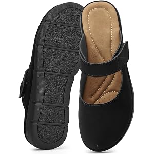 Alicegana Dressy Summer Mules for Women: Comfortable Closed Toe Sandals | Casual Adjustable Slip On Walking Flat Clogs for In
