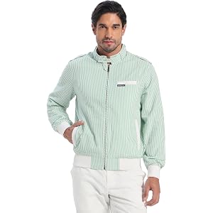 Members Only Men's Seersucker Iconic Racer Jacket