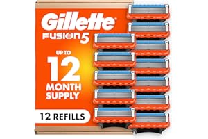 Gillette Fusion5 Mens Razor Blade Refills, 12 Count, Lubrastrip for a More Comfortable Shave