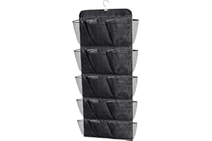 MISSLO 30 Large Pockets Dual Sided Hanging Shoe Rack for Closet Organizer with Rotating Hanger Hanging Shoe Shelves, Black