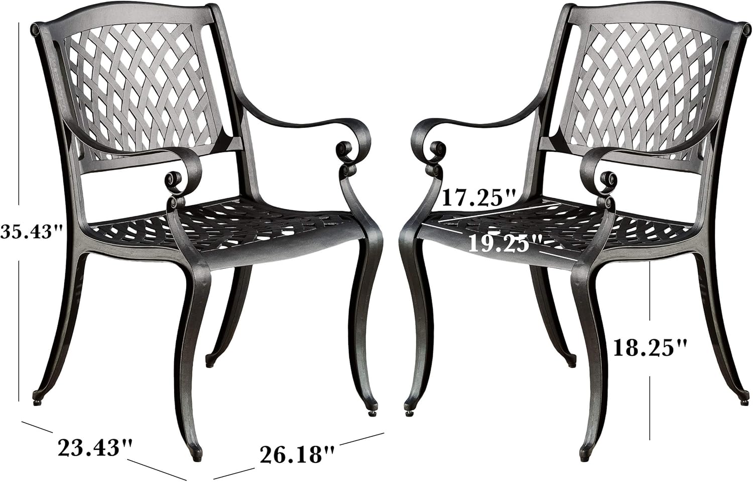 Christopher Knight Home Hallandale Outdoor Cast Aluminum Chairs, 2-Pcs Set, Black Sand: Garden & Outdoor