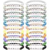 Blosssound 24 Pcs Dance Polymer Clay Beaded Bracelet Bulk Stretch Heishi Bracelet for Dancer Party Favors Team Gift Colorful Dance Lover Gift Ballerina Party Favors Charm Jewelry