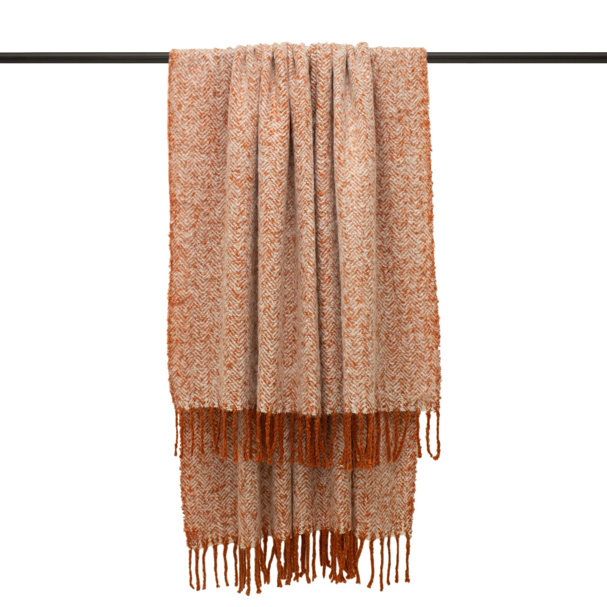 Furn Weaver Herringbone Throw-Acrylic-Rust-130 cm X 180 cm, Acrylic, Rust, 130 cm X 180 cm (51" X 71" Inches)