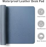 Aothia Leather Desk Pad Protector Denim Blue 60x35cm Non-Slip PU Leather view 5