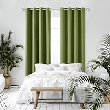 Deconovo Green Room Darkening Thermal Curtains 2 Panels 42 x 90 Inch Eyelet view 3