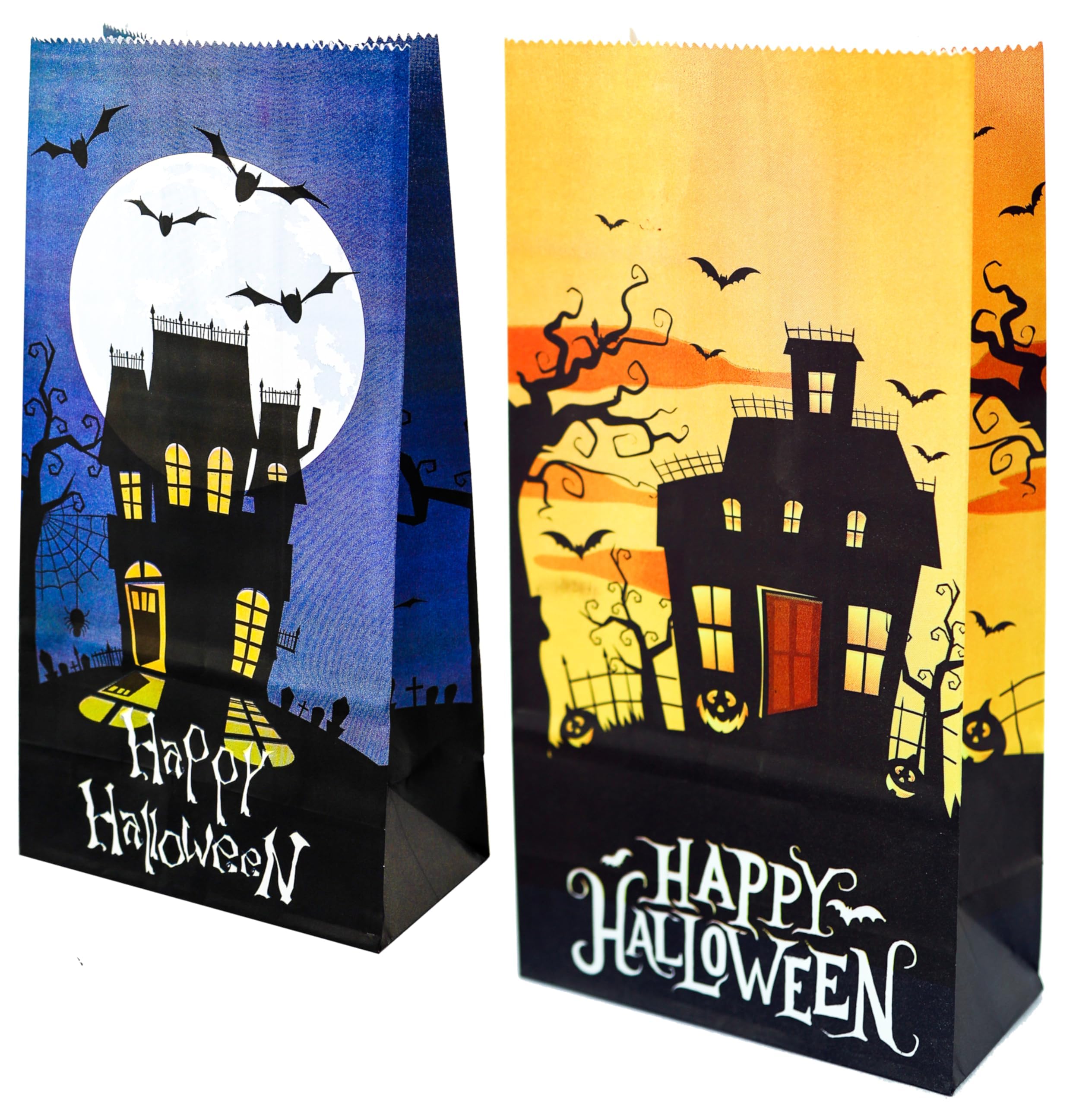 Photo 1 of Iconikal Halloween Treat Paper Bags, 40-Pack 2 Designs Trick or Treat Party Favor Goodie Snack Sacks Candy, Popcorn, Gifts, Cookies