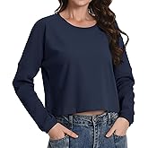 Auriviz Cropped Sweatshirts for Women Oversized Crewneck Sweaters Long Sleeve Tops Fall Winter Pullover Workout Shirts