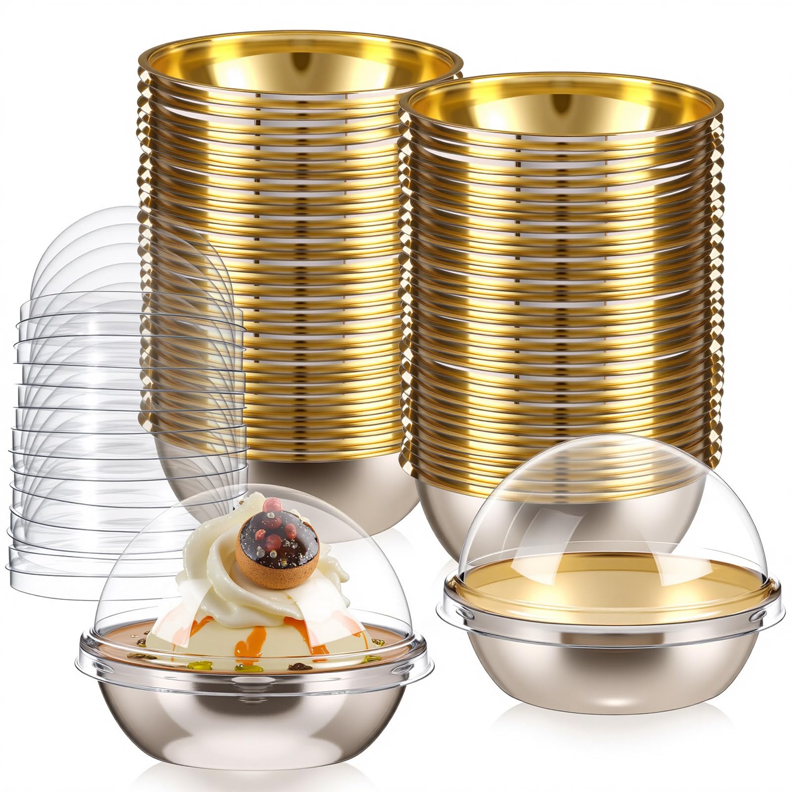 Photo 1 of *MISSING PARTS*
Potchen 100 Pcs Mini Baking Cups with Lids Brownie Baking Cups Mini Cake Containers with Clear Dome Lids for Desserts Cupcake Pans Cheesecake Cake Wedding Birthday Party Buffet, Gold
